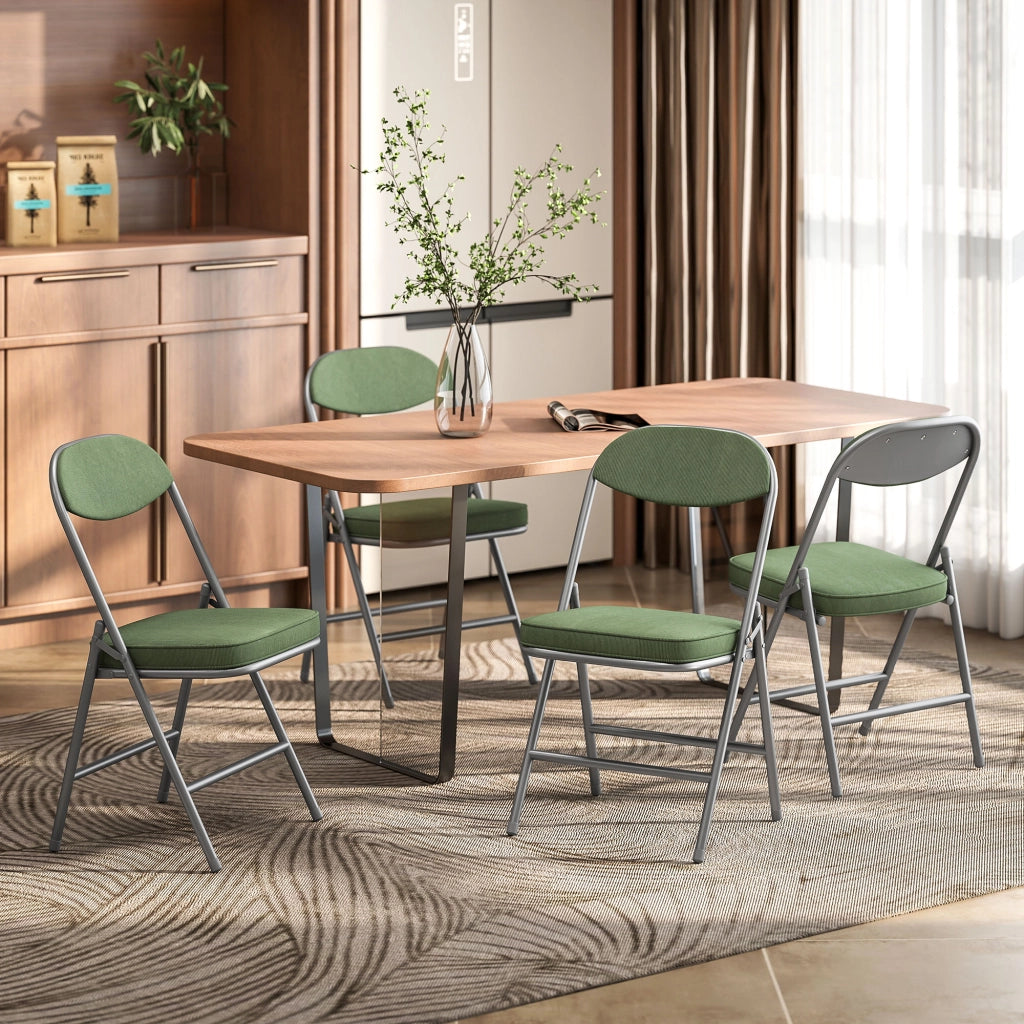 Sedie da Pranzo Pieghevoli Imbottite ¨C Zephmum ¨C Verde, Velluto