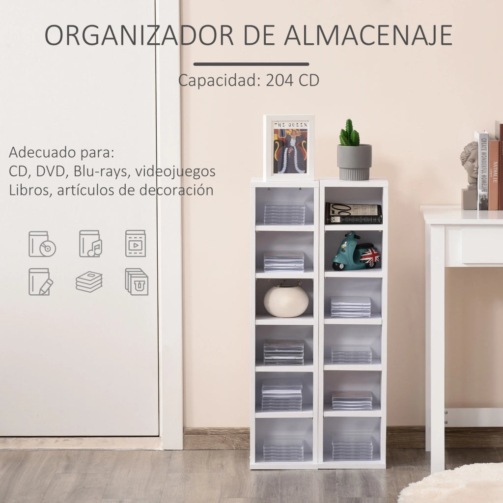 Libreria per CD DVD con 12 Scomparti Aggiustabile ¨C Zephmum ¨C Bianco 88x22x21 cm