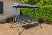 Dondolo da giardino Sira, 3 posti (195x130x178 cm), struttura in acciaio rinforzato, seduta in textilene