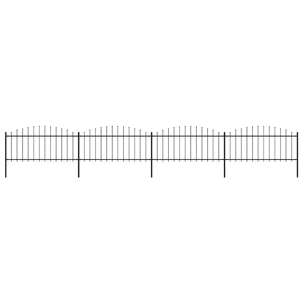 Recinzione da Giardino | Recinzione da cortile con Punta a Lancia in Acciaio 714,5x75 cm Nero