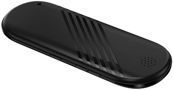 Salaudio portatile con due altoparlanti, ingresso per carta, Bluetooth e funzione di timer.
