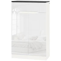 Scarpiera Slim da 12 Paia max per Ingressi con 3 Ripiani Regolabili e Cassetto, in Truciolato Bianco, 60x32x100 cm