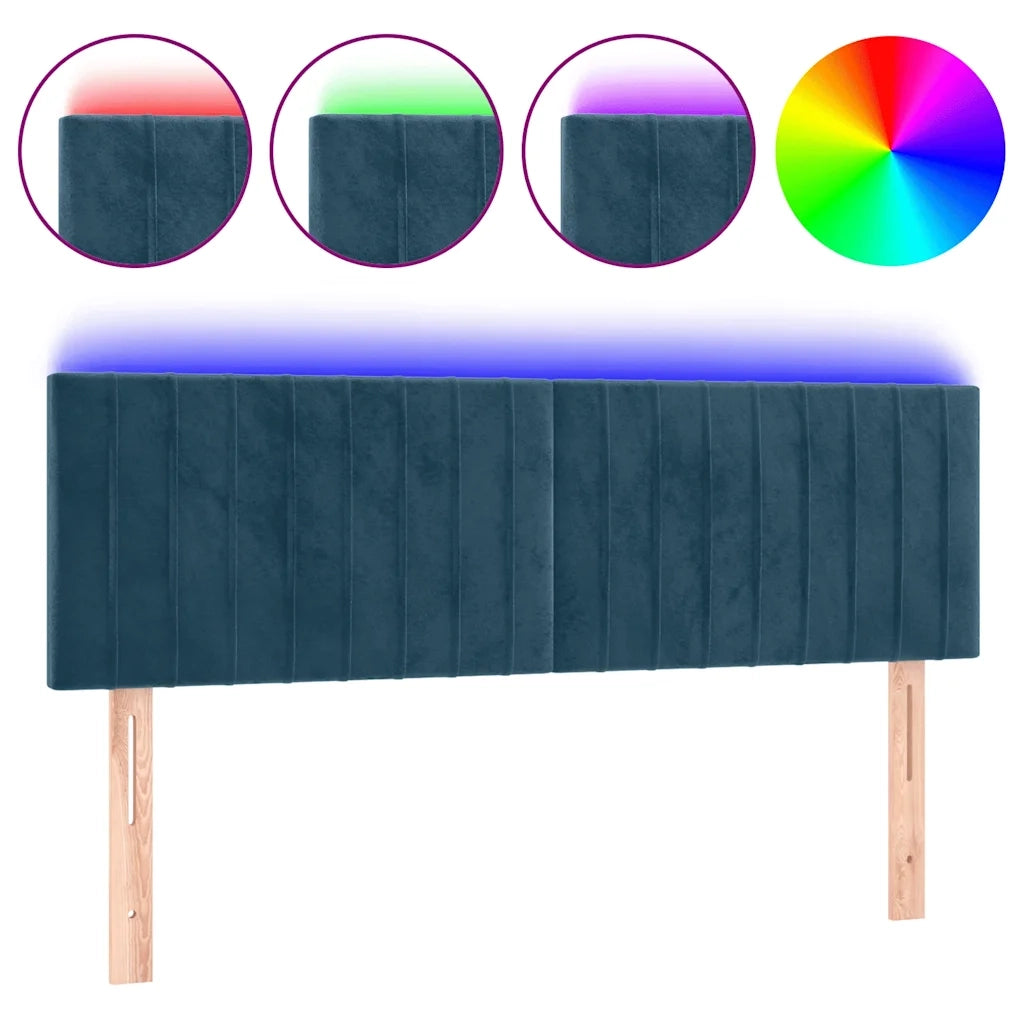 Testiera a LED-Testata con LED Blu Scuro 144x5x78/88 cm in Velluto 839999