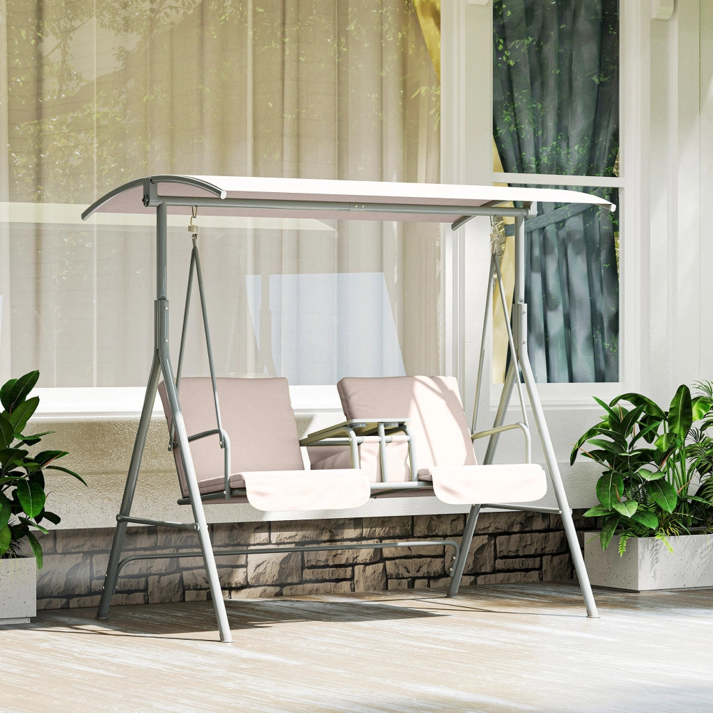 Altalena da giardino 2 posti con tettoia ¨C zephmum ¨C beige 175x112x158 cm
