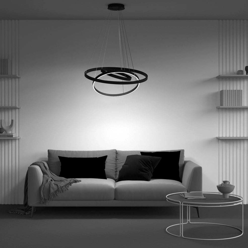 Maytoni Lampadario moderno Rim 3 luci LED integrato nero alluminio