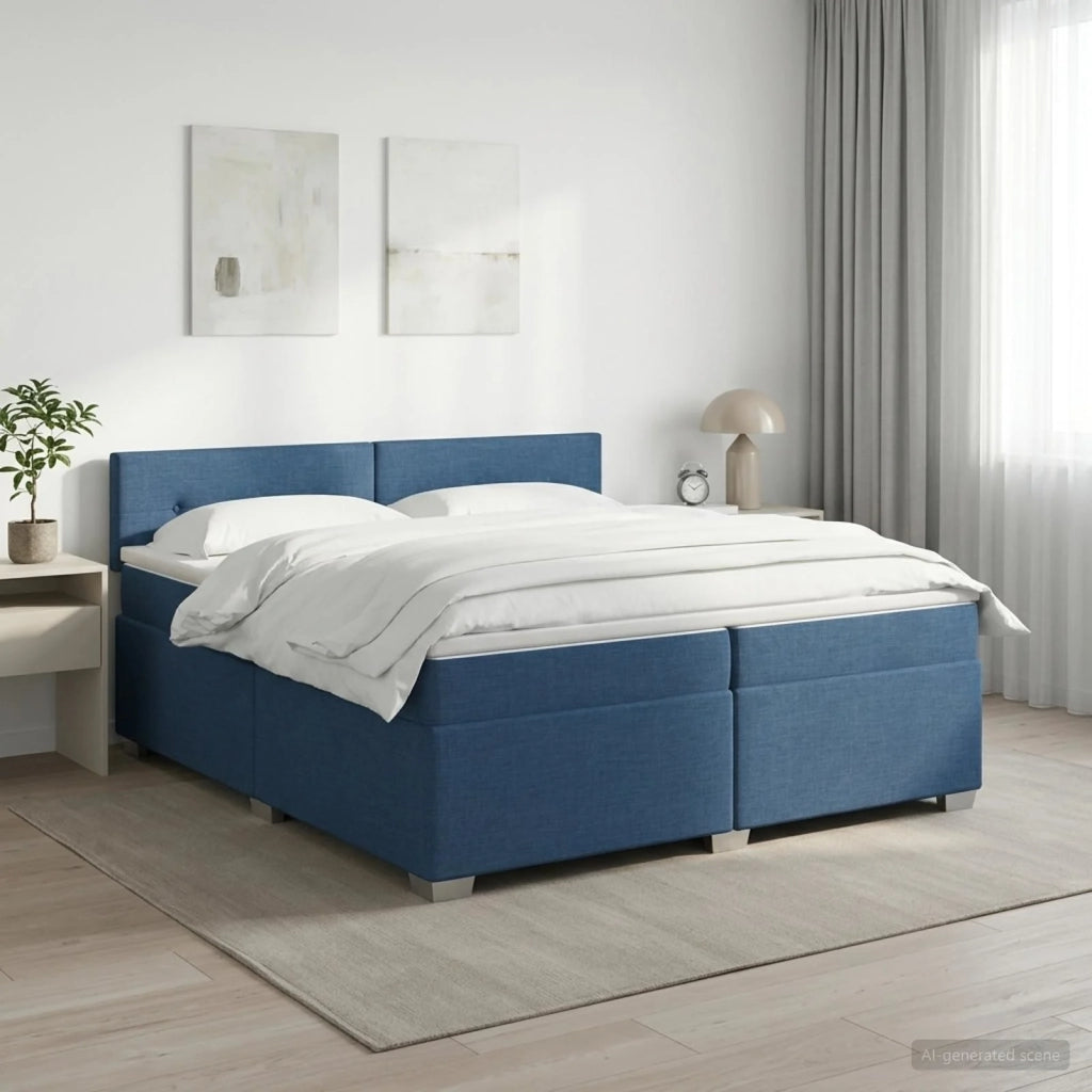 Letto box spring con materasso Blu 200 x 200 cm Tessuto 3450564