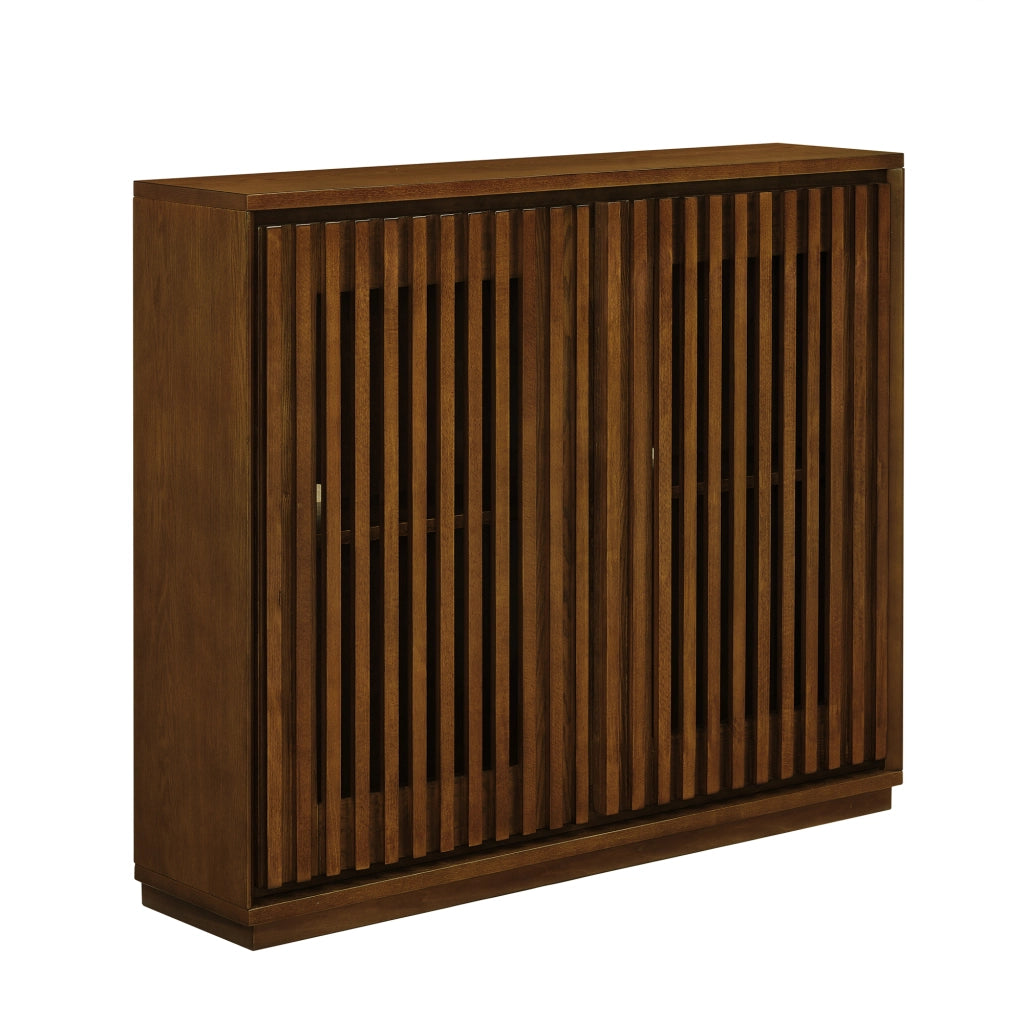 Credenza 99x23.5x82.6 cm con 2 aperture per prese in MDF noce