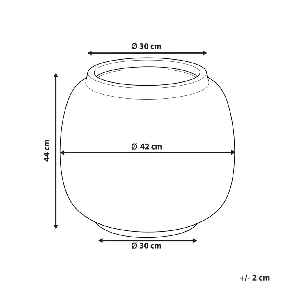 Vaso per Fiori Rotondo Beige in Fibra di Argilla Dipinto a Mano per Interni ed Esterni Stile Rustico