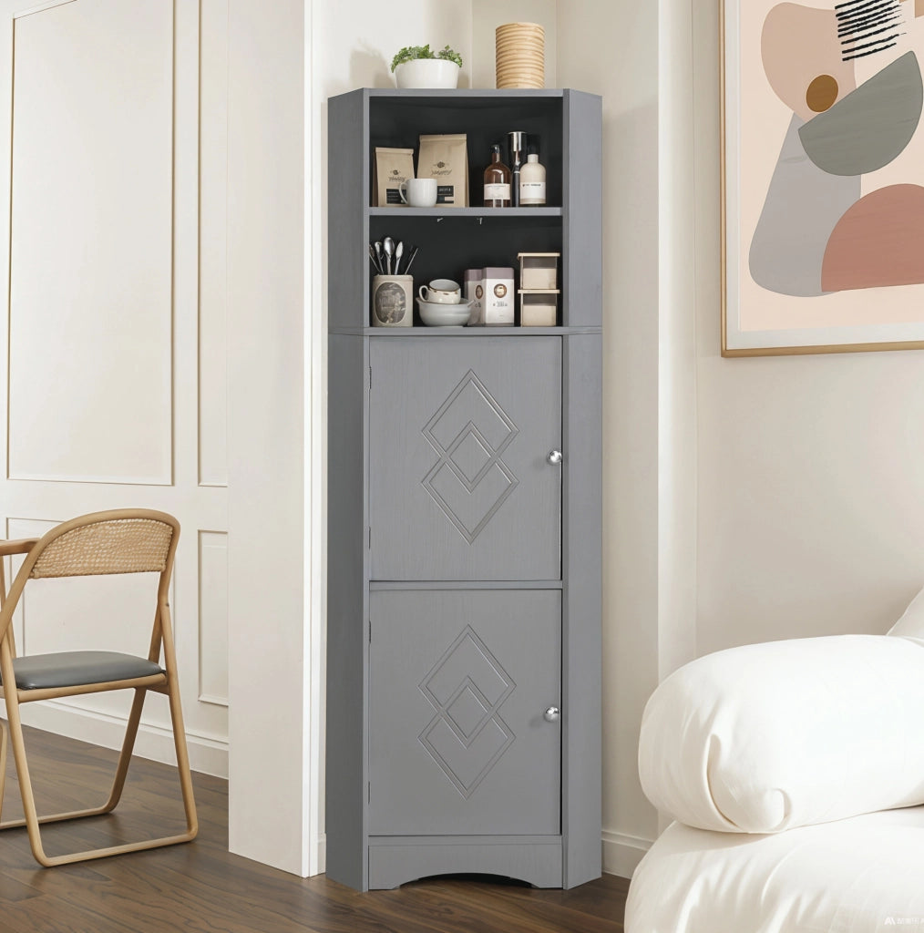Mobile bagno angolare in pannello truciolare grigio