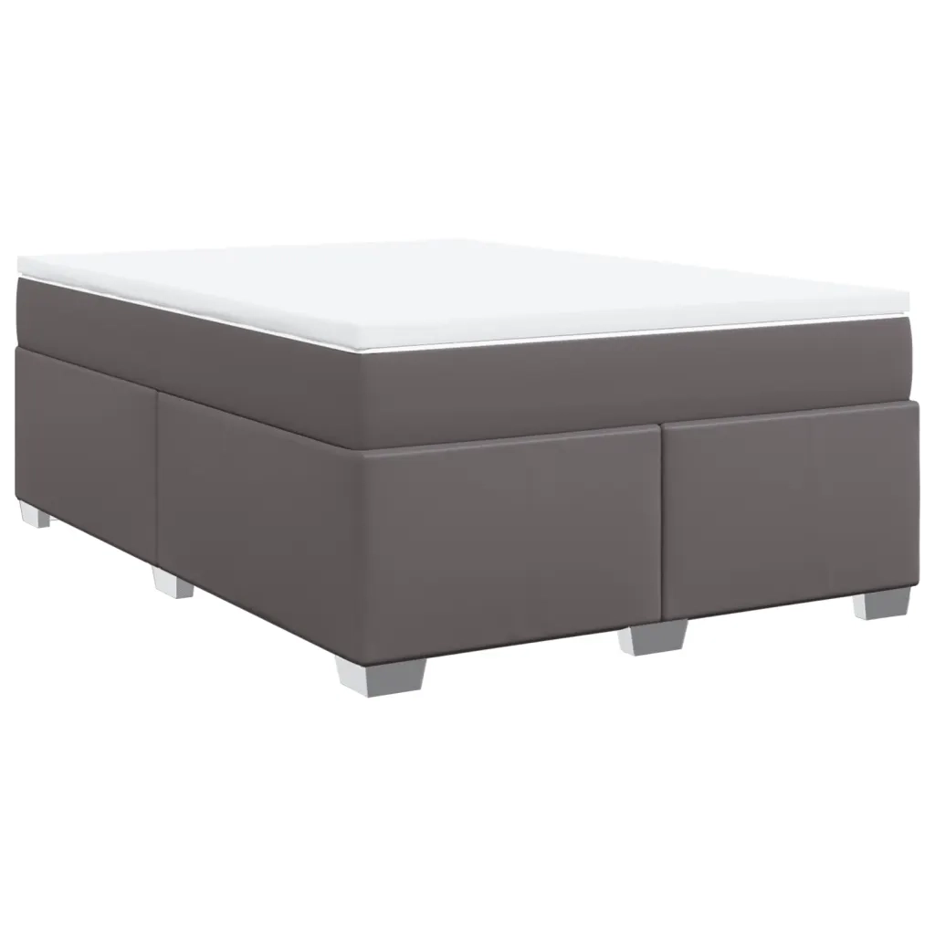 Giroletto a Molle con Materasso Grigio 140x200 cm in Similpelle
