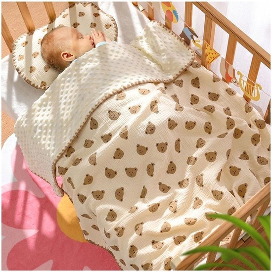 Coperta per Bambini Ademendente - Leggera e Comfortevole - Piuma Leggera - Disegno a Tendenza Scuro - Raffreddante/Riscaldante - Tela di Cotone Crêpe - Coperta per Bambini
