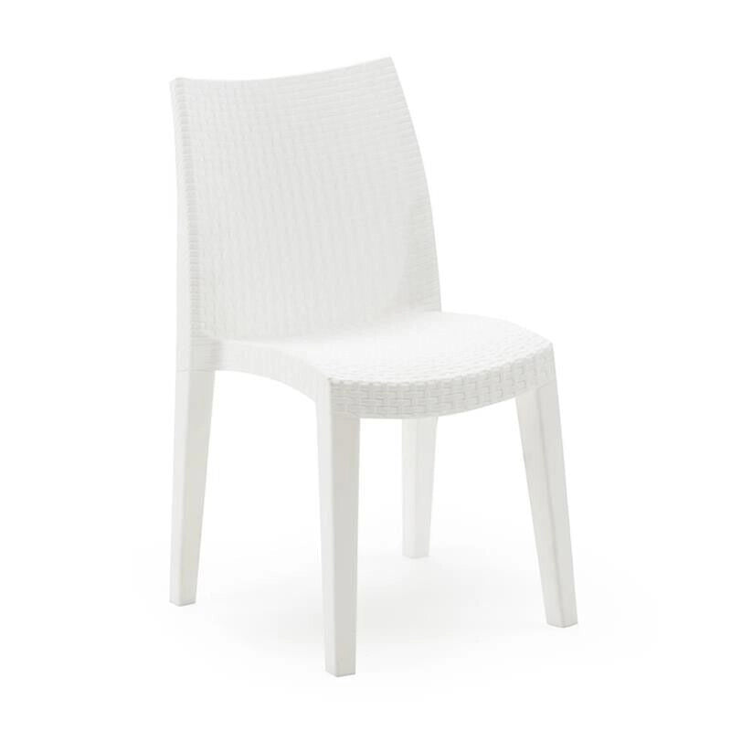 SET 4 SEDIE LADY IMPILABILE DA ESTERNO ED INTERNO BIANCA 55 X 48 X H86 CM