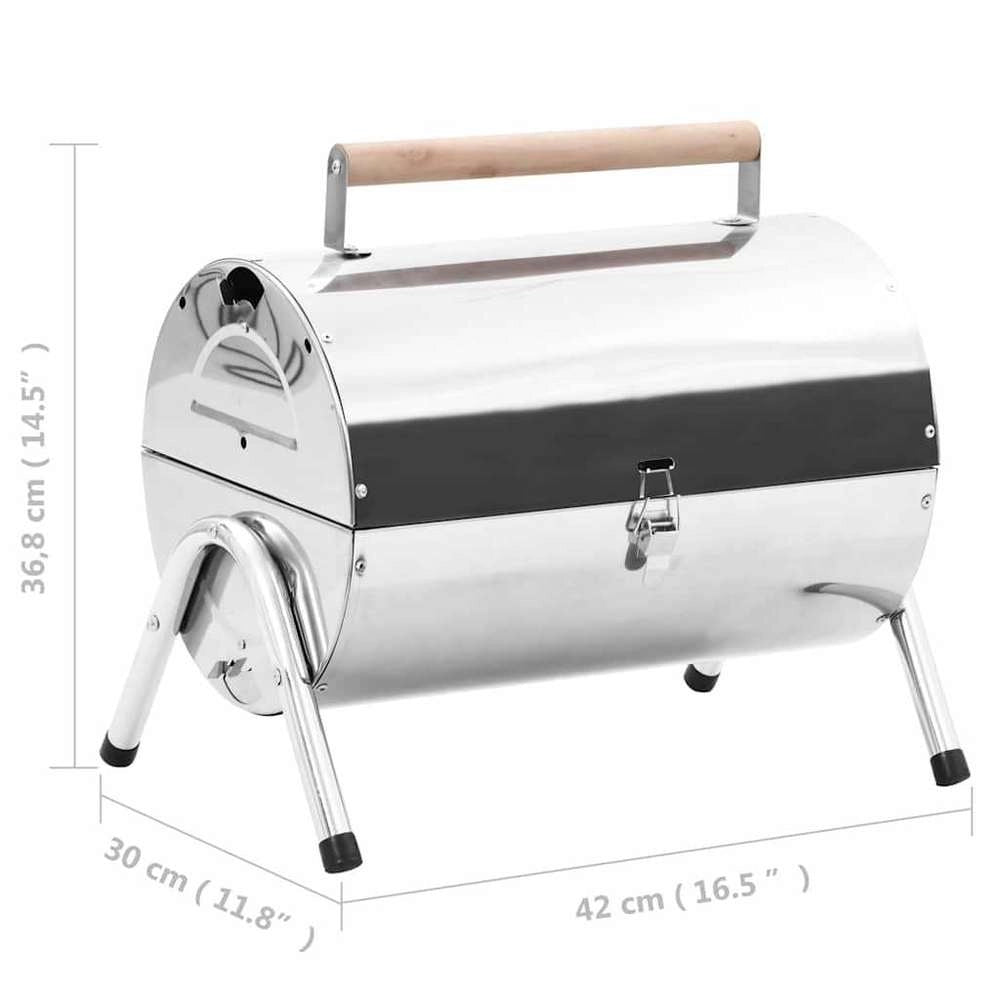 Portable Tabletop Charcoal Grill, Stainless Steel, Double Grate