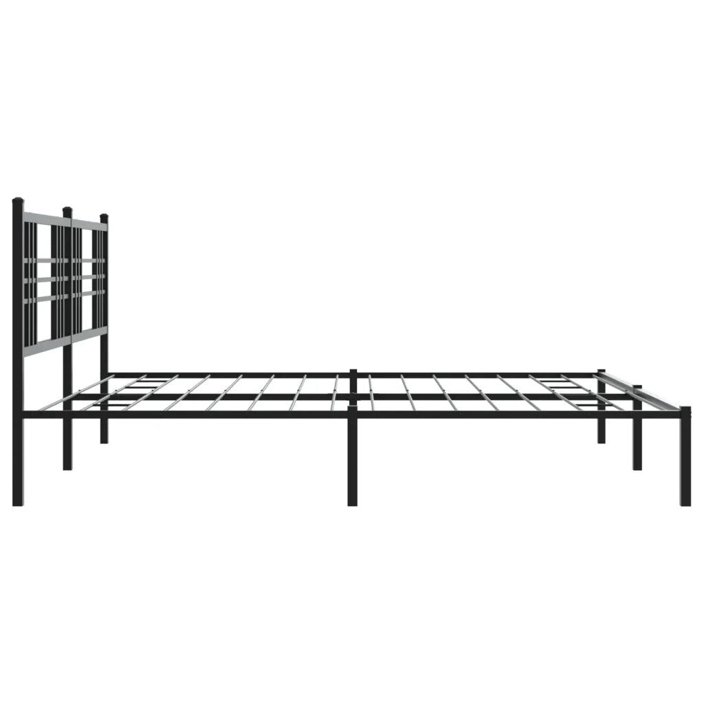 Letto matrimoniale | Letto per adulti | Giroletto con Testiera in Metallo Nero 193x203 cm