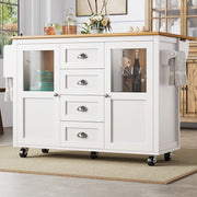 ISOLA DA CUCINA 137,9x73x92,5 cm Bianca con 4 cassetti e ruote