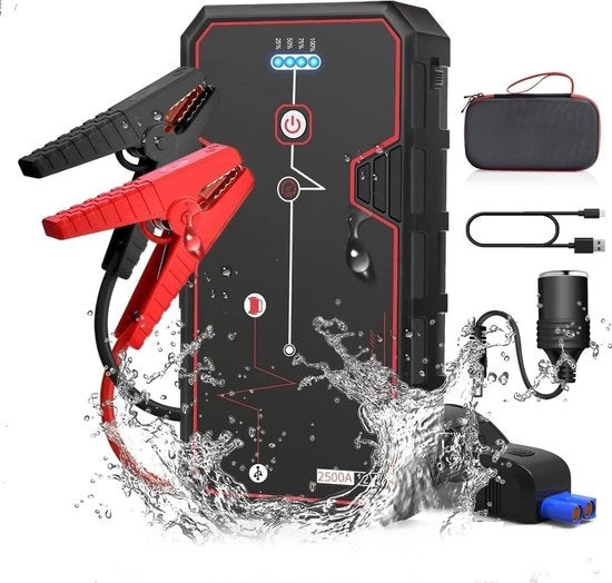 Salvataggio di Emergenza per Auto - Compatibile con Diesel - 2500A - 12V - Porte di Ricarica USB - 3 Modi LED - Salvataggio di Emergenza - Assistenza al Avvio - Salvataggio di Emergenza per Diesel