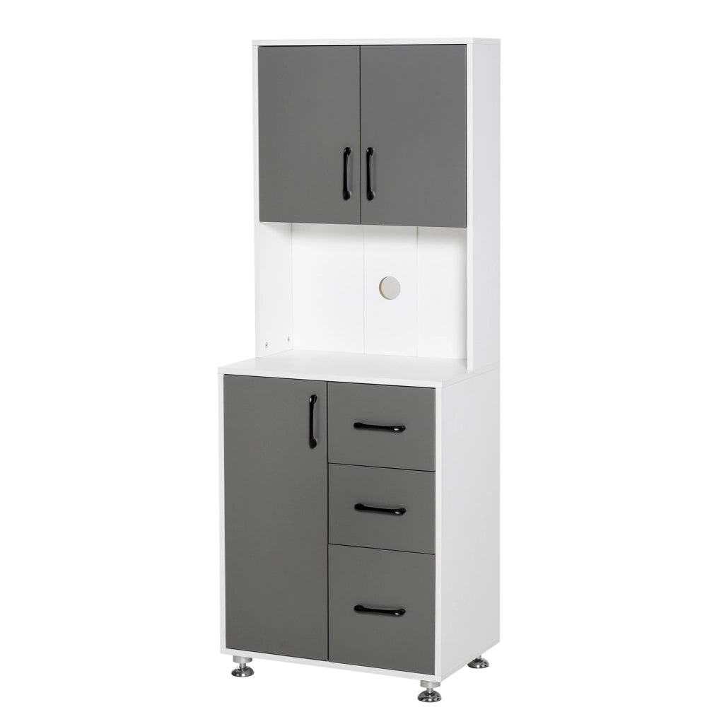 Armadio da cucina con 3 cassetti e ripiano ¨C zephmum ¨C grigio e bianco 60x40x160 cm