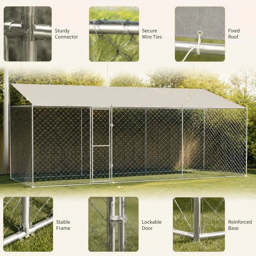 Dog Cage Silver 600 X 200 X 256 Cm Galvanized Steel