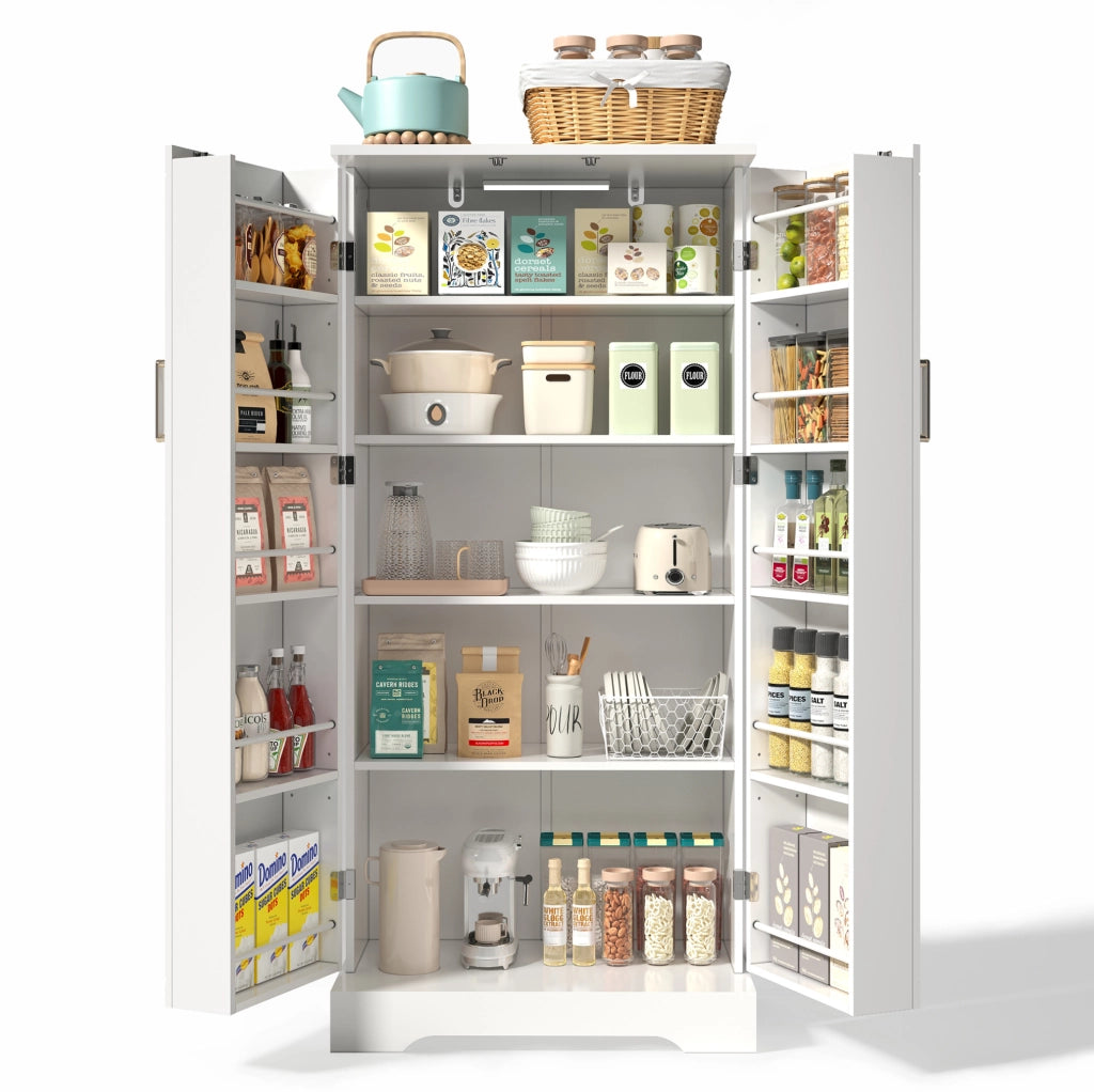 Armadio da cucina 60x35x128 cm bianco con LED a sensore e vani
