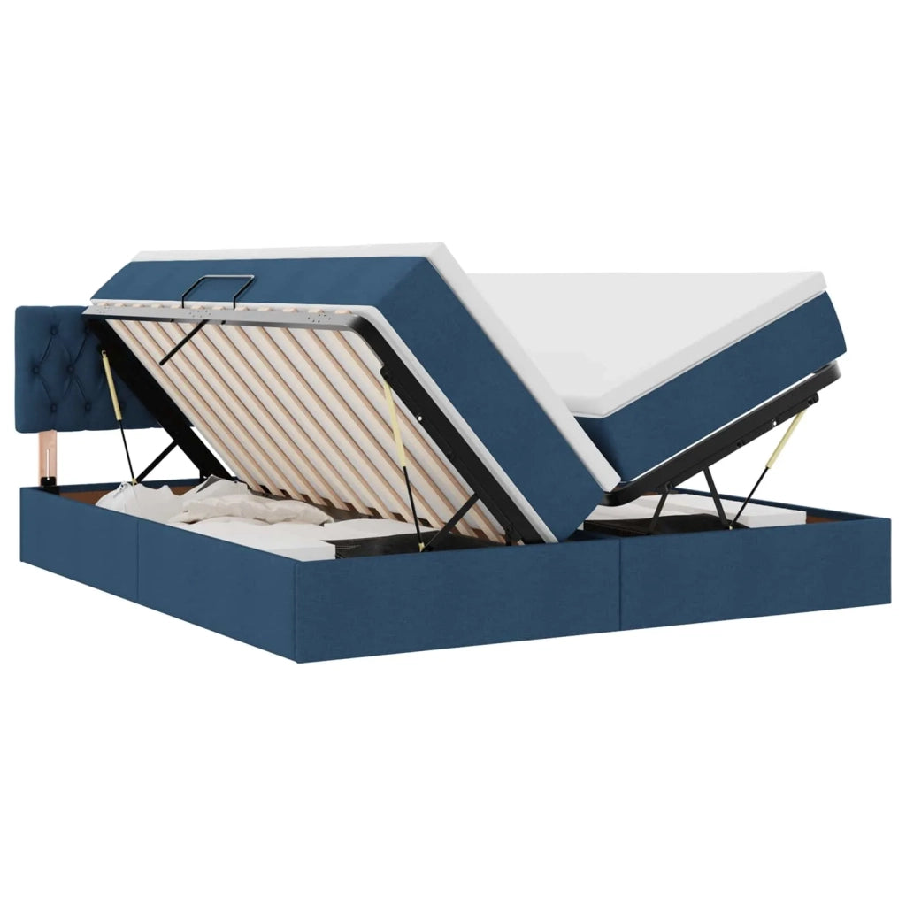 Letto con Contenitore Blu 180 x 200 cm Pelle Sintetica