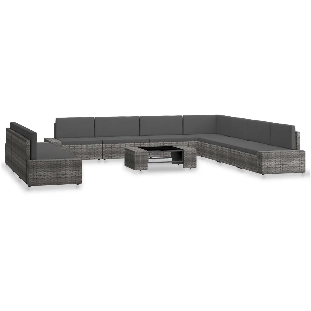 Set Divani da Giardino 10 pz in Polyrattan Grigio cod mxl 43458