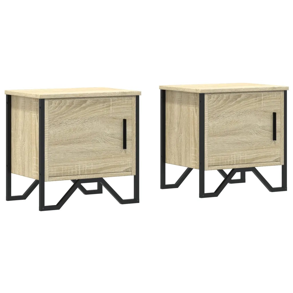 Set di 2 Comodini | Armadio da Notte | Mobiletto da notte Rovere Sonoma 40x30x40 cm in Legno Multistrato