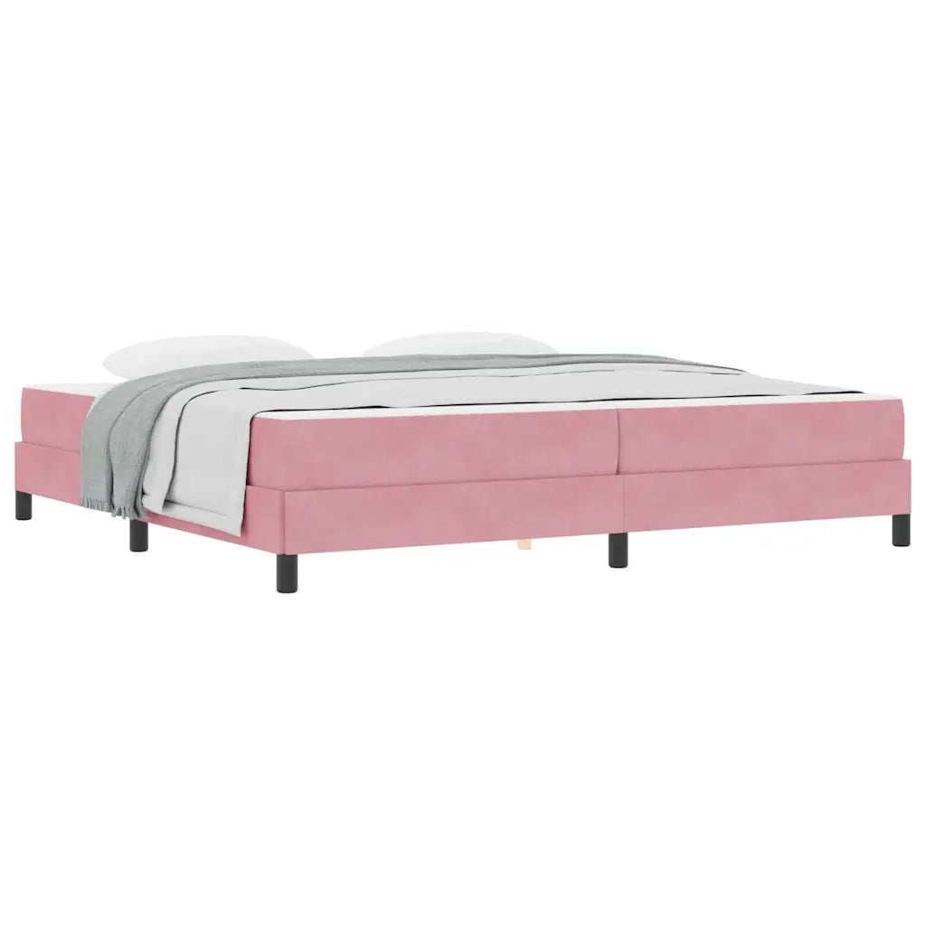 vidaXL Letto box spring con materasso Rosa 200 x 200 cm Velluto