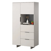 Credenza Rimella, Madia da salotto con due ante battenti e due cassetti, Rialzato da terra, 90x42 h170 cm, Beige