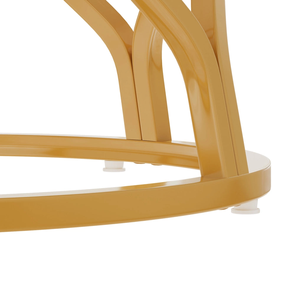 Tavolo da pranzo rotondo 100 x 100 x 75 cm con ripiano; bianco e oro