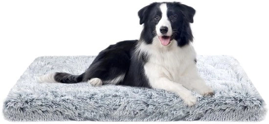 Letto per cani, Cuscino per cani lavabile, Materasso per cani morbido, Plush lungo, Impermeabile morbido, Dimensioni medio grandi, Ombre grigio, 100 x 60 x 10 cm