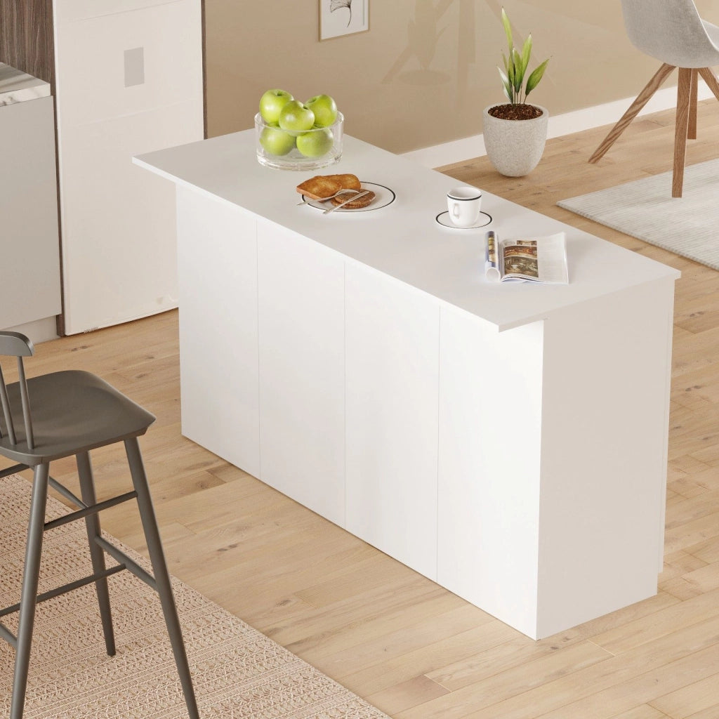 Mobile Dispensa Oviglio, Isola da Cucina 2 Ripiani, 160x60x90h cm Bianco