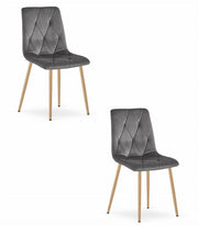 Sedia Valora TYRA in velluto grigio scuro con gambe in legno x2