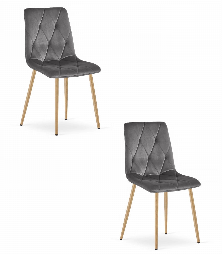 Sedia Valora TYRA in velluto grigio scuro con gambe in legno x2