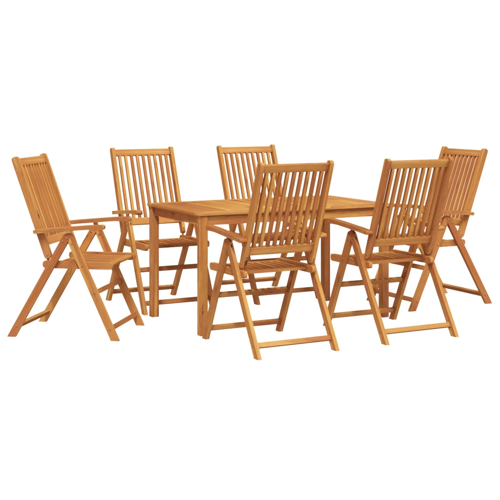 Set da Pranzo per Giardino da 7 Pezzi in Legno Massello di Acacia