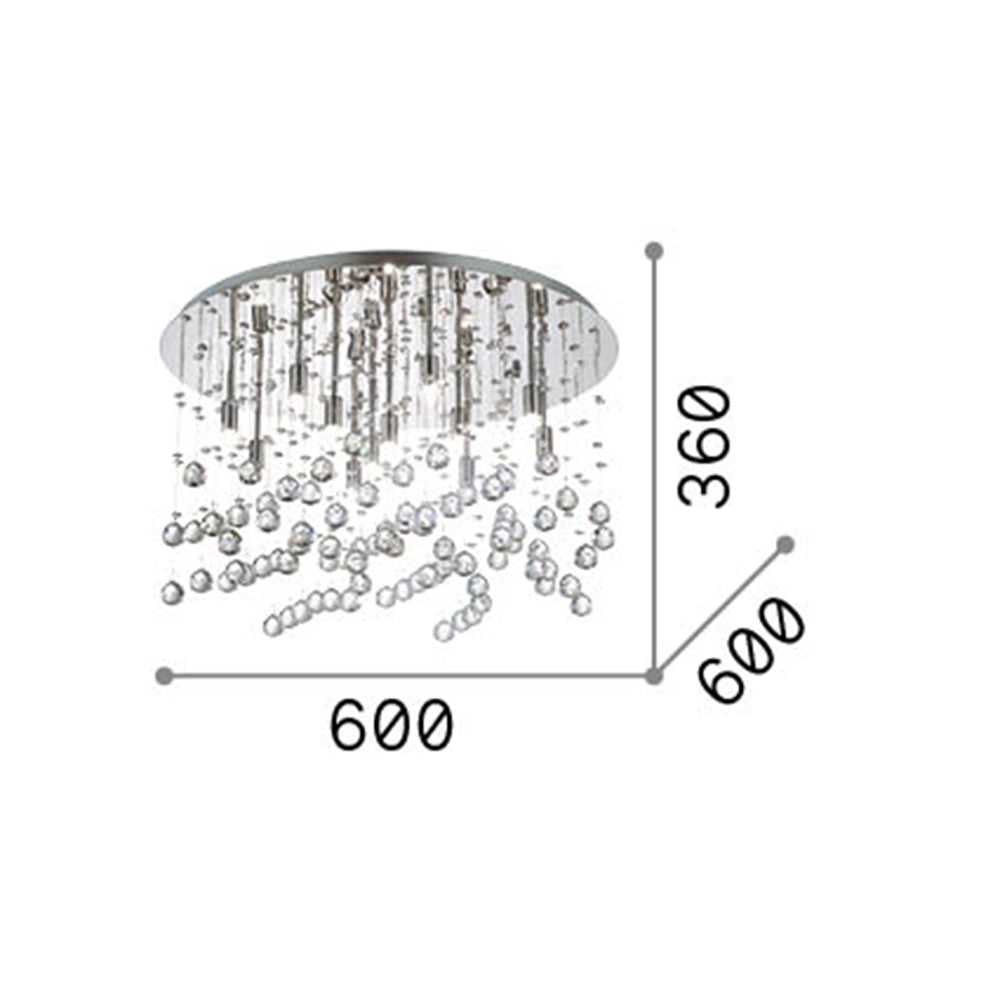Plafoniera Contemporanea Moonlight Metallo-Cristallo Cromo 12 Luci G9 3W 3000K