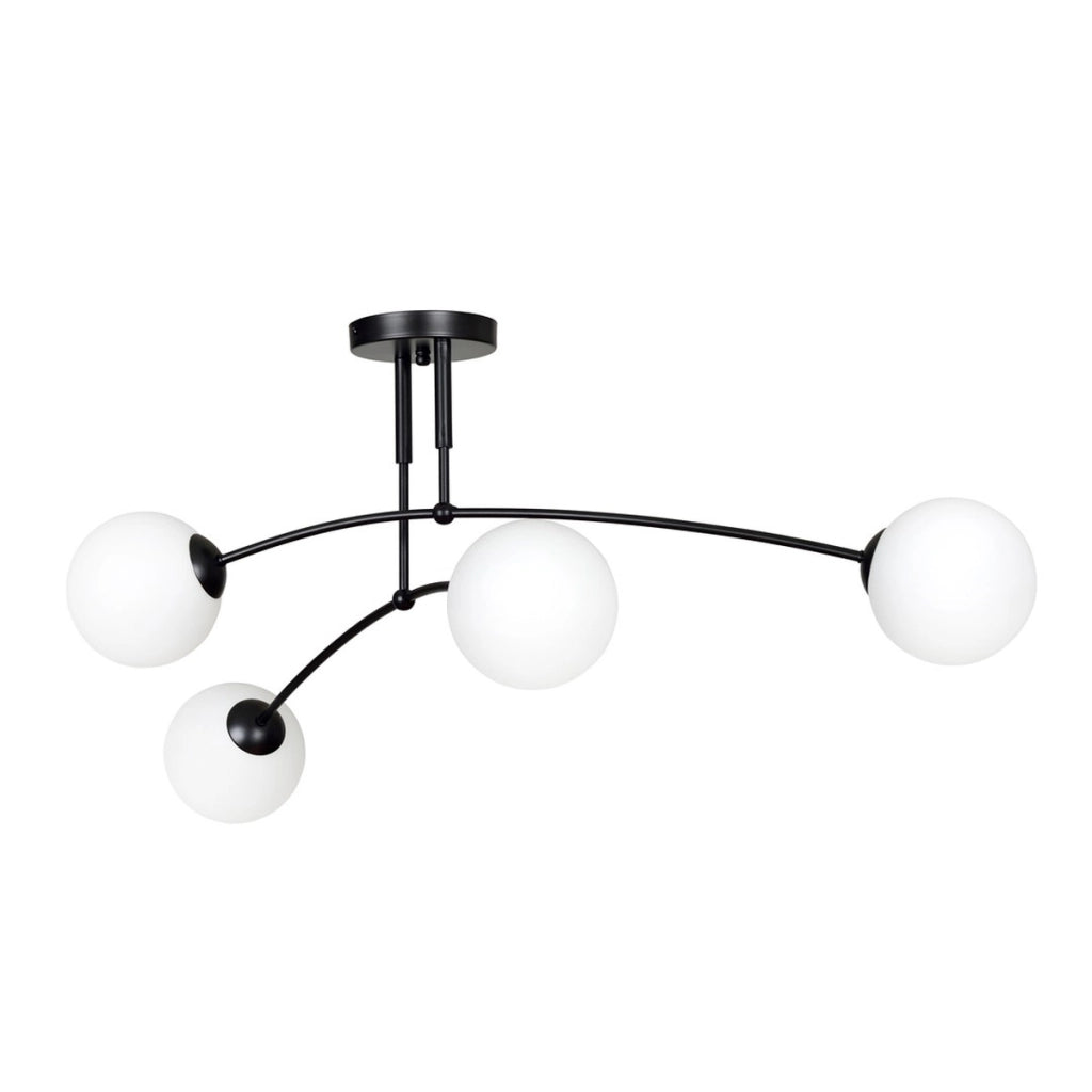 Lampada a sospensione PREGOS in metallo nero e vetro bianco