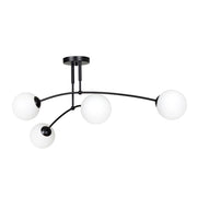 Lampada a sospensione PREGOS in metallo nero e vetro bianco