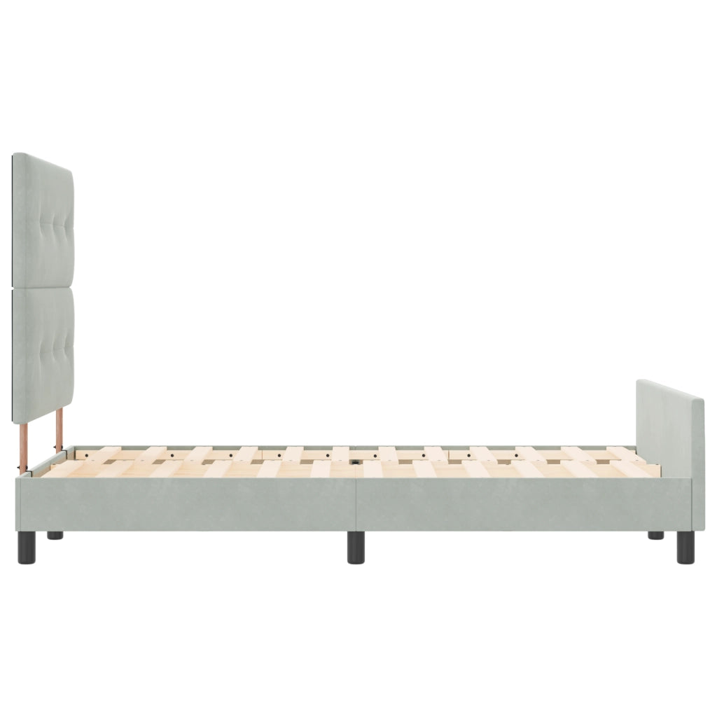 Struttura del letto in velluto grigio chiaro 120x200 cm