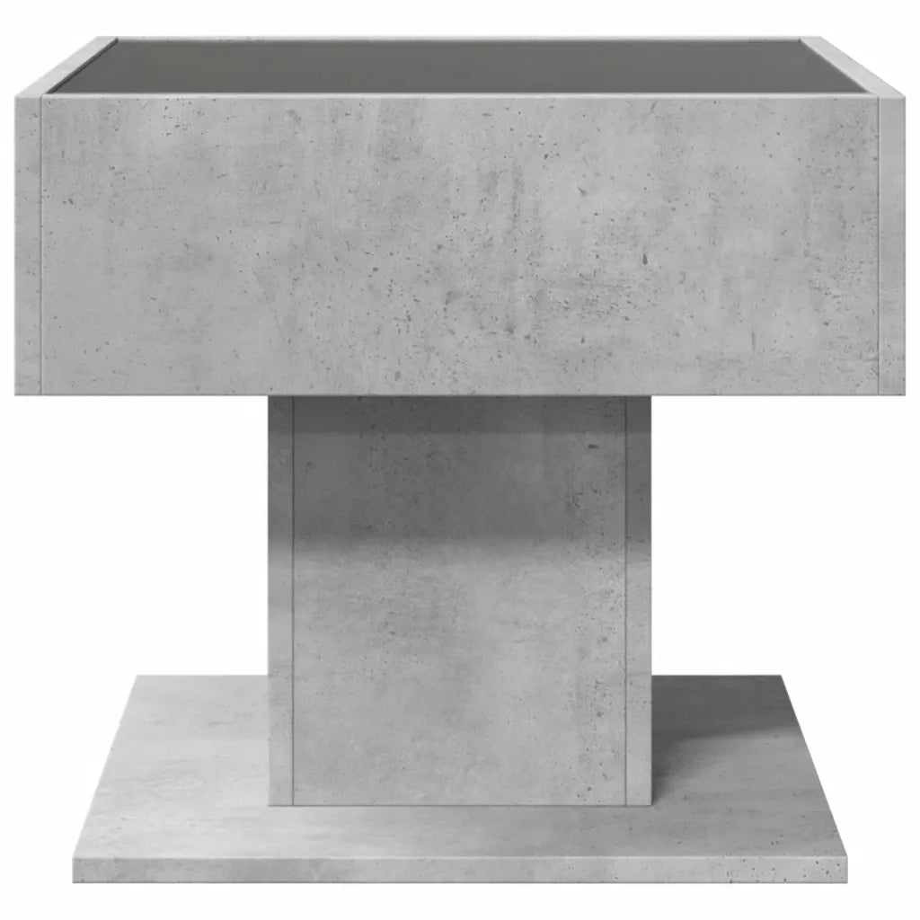 Tavolino Salotto con LED Grigio Cemento 50x50x45 cm Multistrato 847528