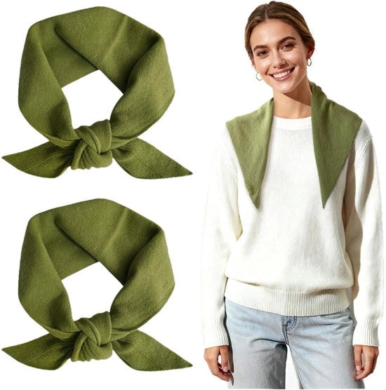 Sciarpa triangolare - Sciarpa intrecciata - Cappuccio caldo - Foulard per donne - Sciarpa invernale - Stile cozy Y2K - 2 pezzi