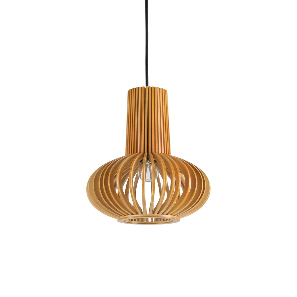 Sospensione Industrial-Minimal Citrus-2 Legno Marrone 1 Luce E27