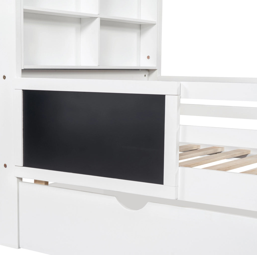 Letto singolo per bambini 90x200 cm con cassetti e lavagna