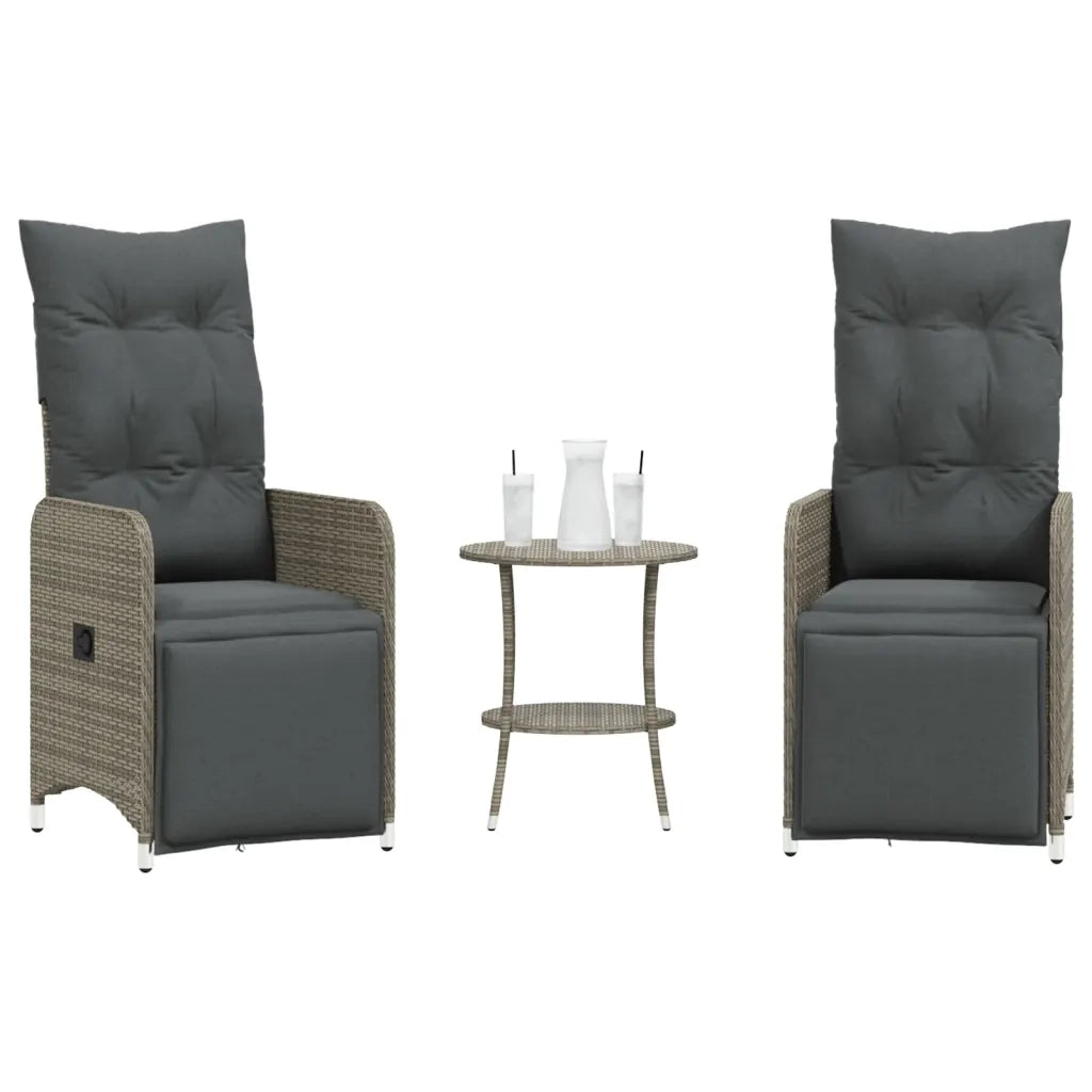 Sedie da Giardino Reclinabili 2 pz con Tavolo in Polyrattan 365707