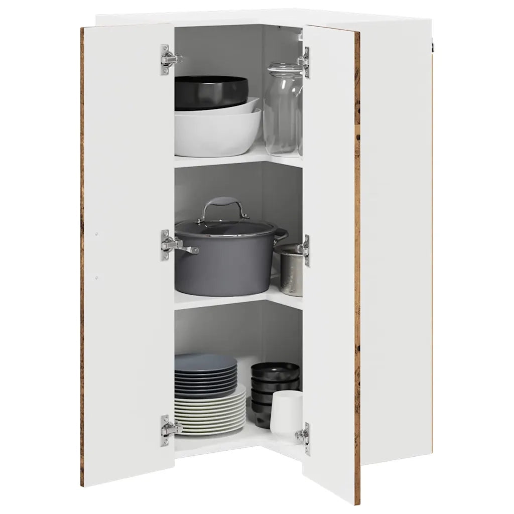 Mobile angolare per parete LUCCA Legno antico 57 x 57 x 100 cm