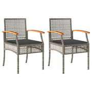 Sedie da Giardino con Cuscini 2 pz | Sedie da Esterno Grigie in Polyrattan e Acacia