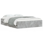 Letto matrimoniale | Letto per adulti | Giroletto Cassetti Grigio Cemento 135x190 cm Legno Multistrato