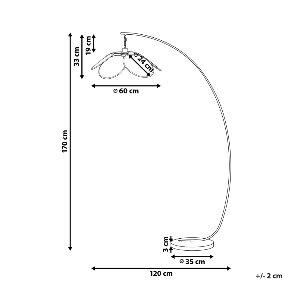 Lampada da terra ad arco in metallo nero con paralume in carta effetto rattan