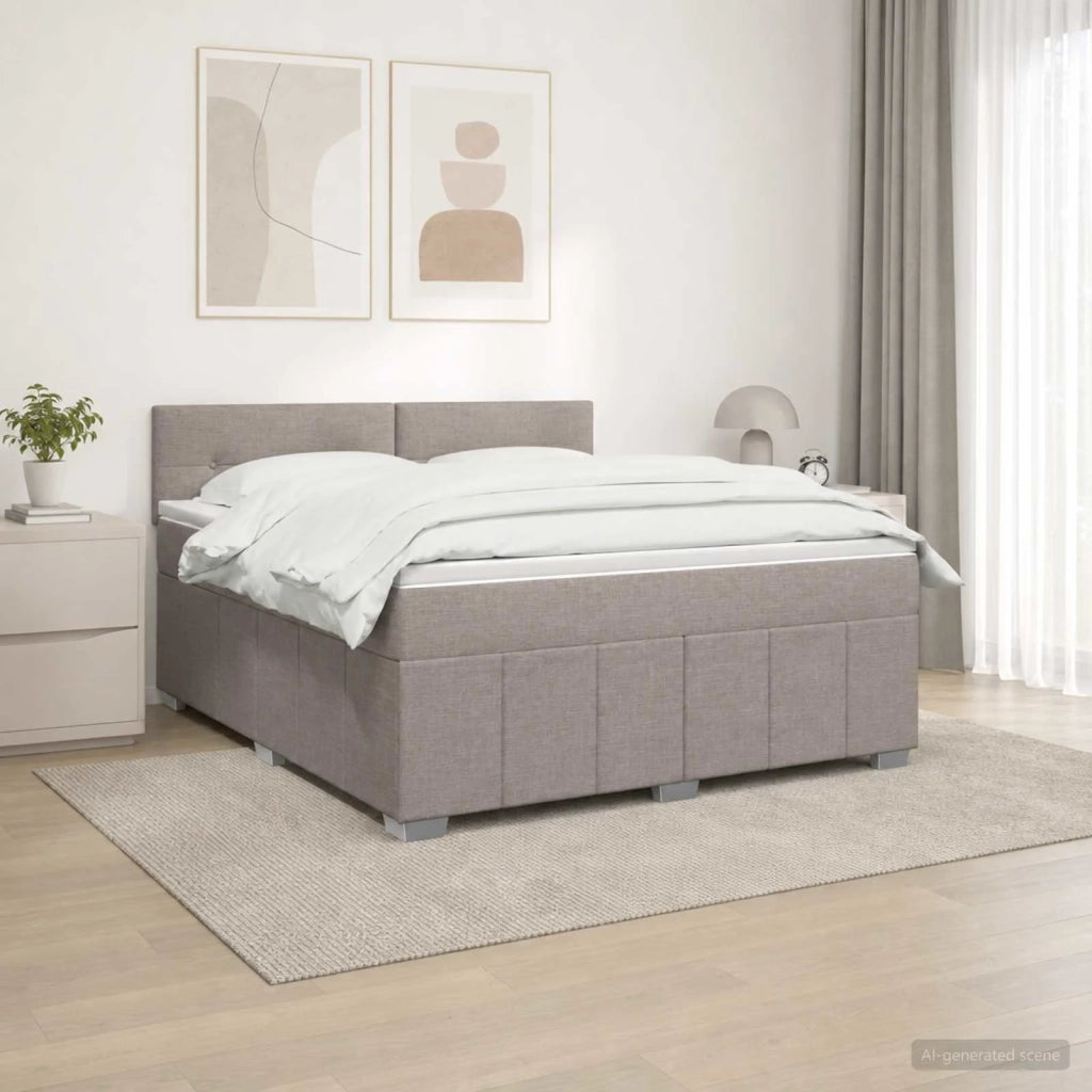 Letto box spring con materasso Tortora 180 x 200 cm Tessuto 3451273