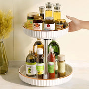 Organizzatore per cucina a rotazione con girodossier e carrello rotante - organizzatore per cucina a 2 livelli con 2 animali (bianco)