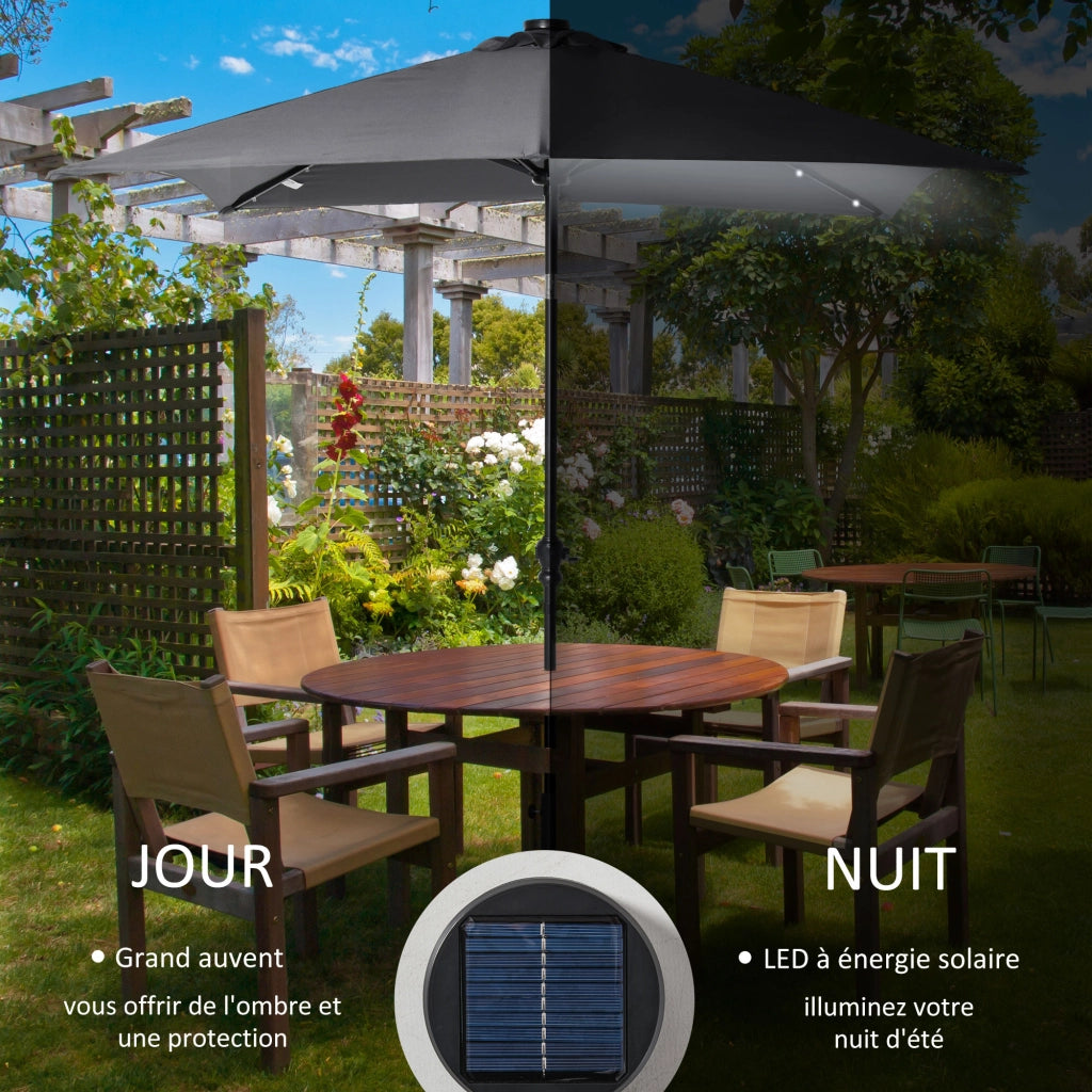 Parasole rettangolare da giardino 3x2m ¨C zephmum ¨C grigio inclinabile con LED solare